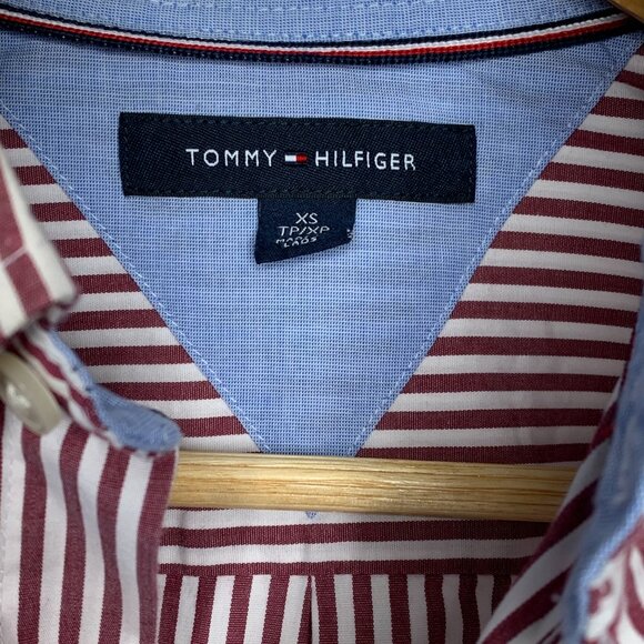 Tommy Hilfiger Red and White Striped Long Sleeve Mens Shirt - Picture 4 of 15